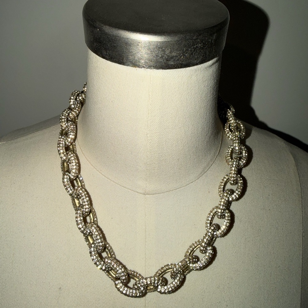 J.Crew Collection Pavé Crystal Gold Link Chain Necklace
